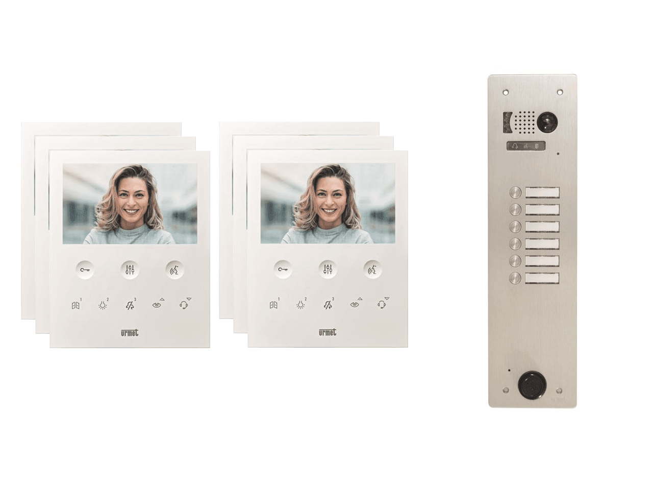 Kit visiophone 1 rangée avec 6 écrans URMET Collectif